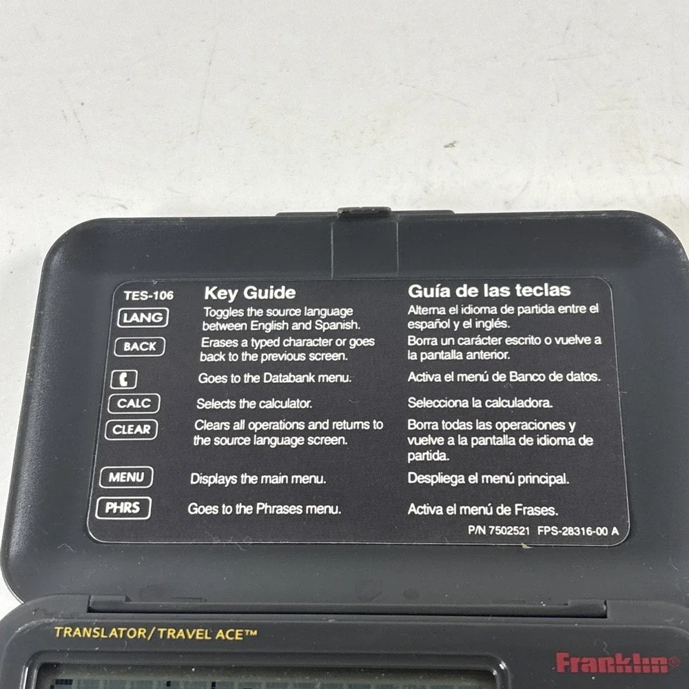 Franklin Tes-106 English-Spanish Translator Travel Ace